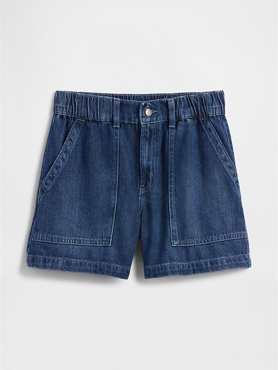 GAP Pants - Gap High Rise Elastic Denim Utility Shorts Dark Wash XL 4"